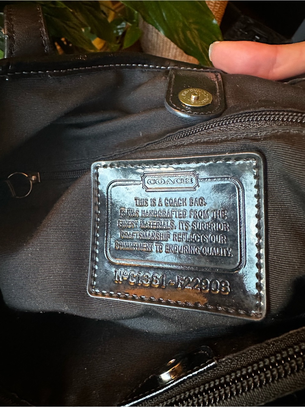 Authentic Coach Black, Charcoal & White Signature Stripe Tote - Picture 4 of 8